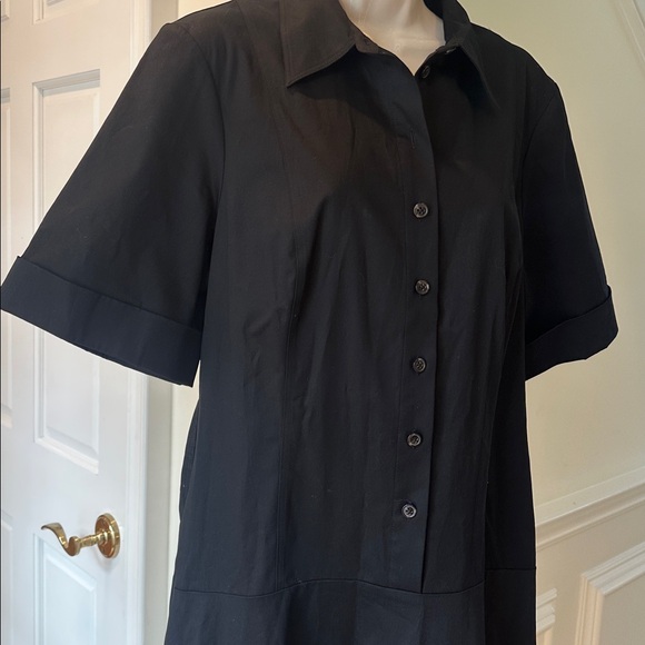 ME+EM - Black Cotton Sateen Midi Shirt Dress Sz US10 - Picture 7 of 9